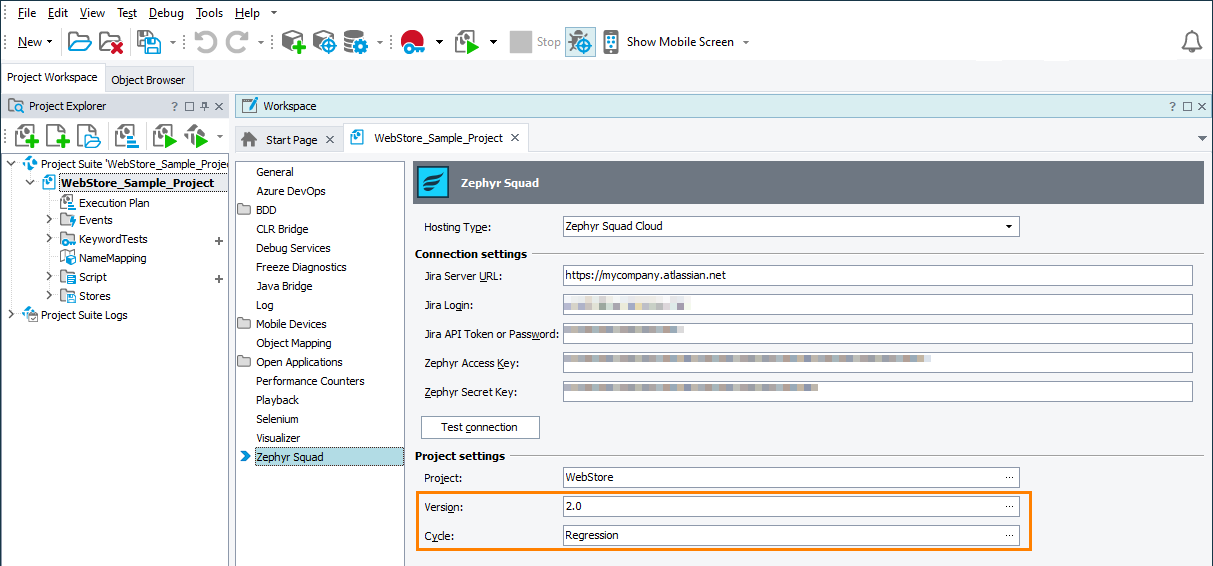 Setting the target Jira project release and test cycle in TestComplete Setting the target Jira project release and test cycle in TestComplete