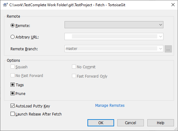 TortoiseGit Fetch Dialog TortoiseGit Fetch Dialog