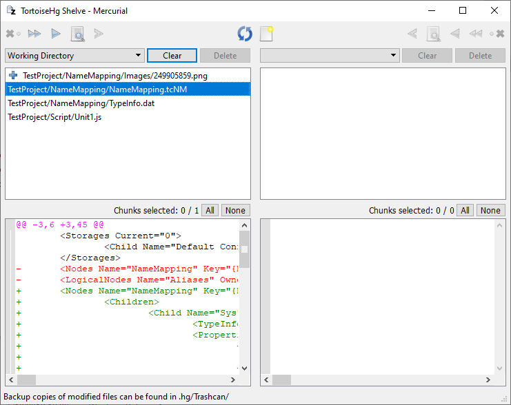 Shelving changes in TortoiseHg Shelving changes in TortoiseHg