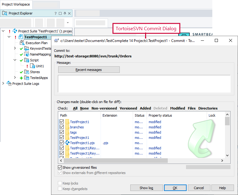 TortoiseSVN Native Dialog in TestComplete TortoiseSVN Native Dialog in TestComplete