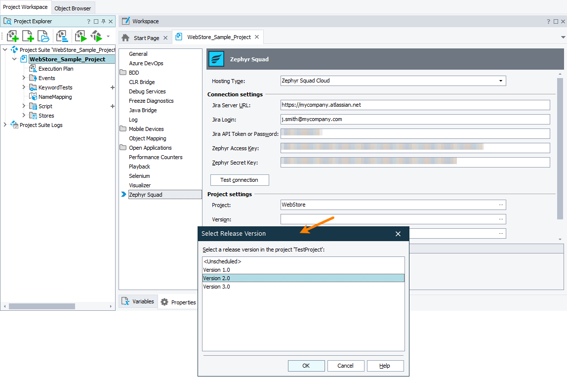 Selecting a Jira project’s release version Selecting a Jira project’s release version