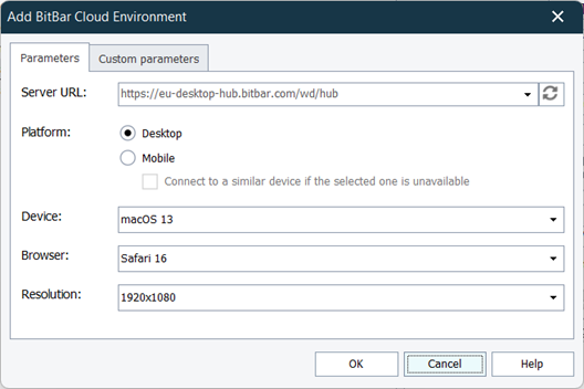 Specifying environment parameters Specifying environment parameters