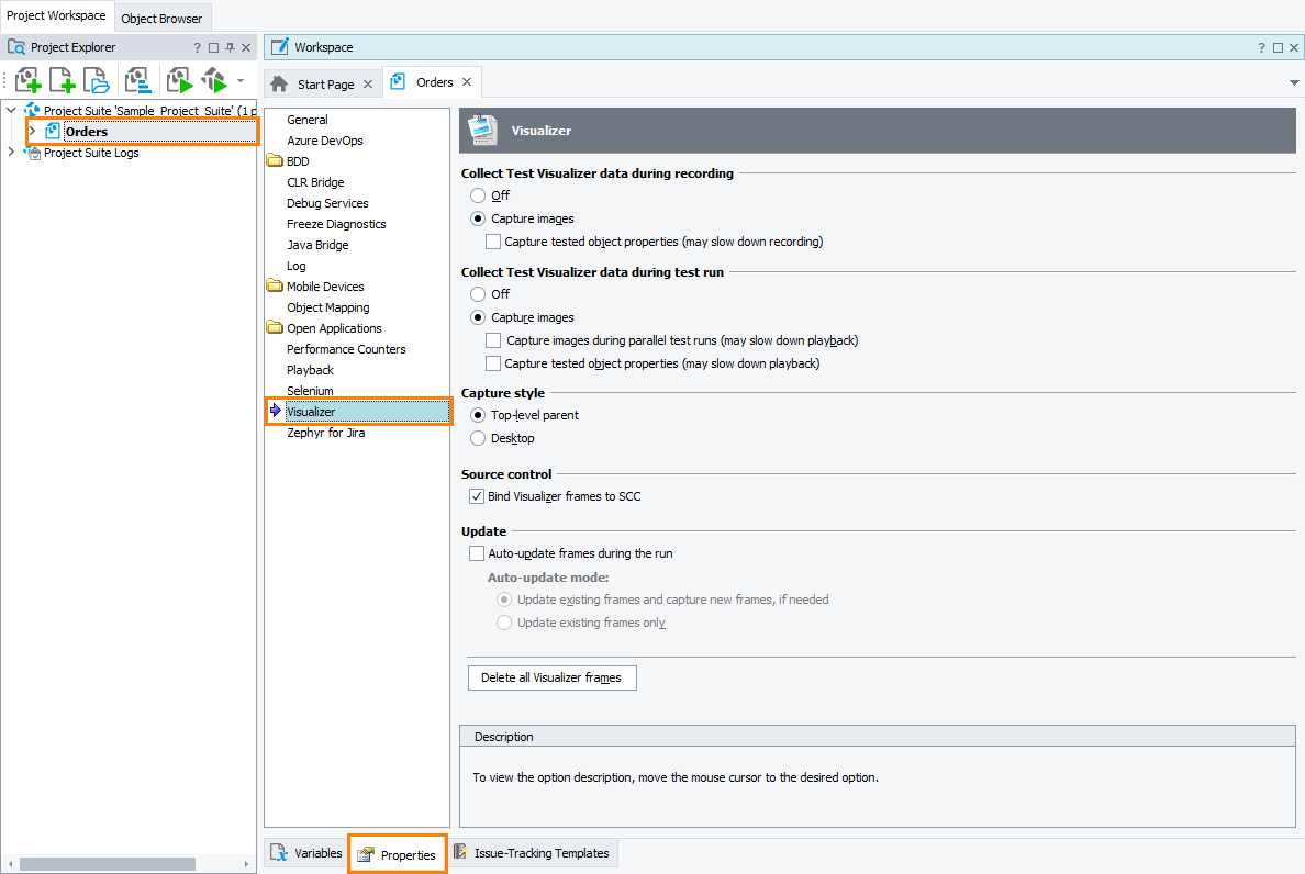 TestComplete Project Properties - Visualizer TestComplete Project Properties - Visualizer