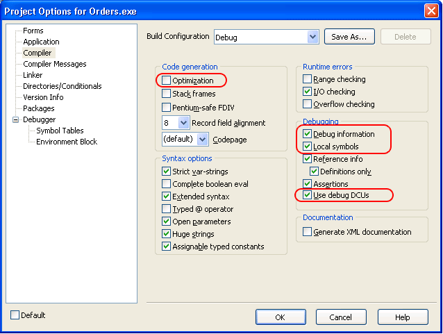 Project Options: Compiler Project Options: Compiler