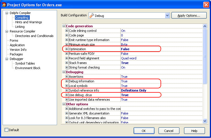 Project Options: Compiling Project Options: Compiling