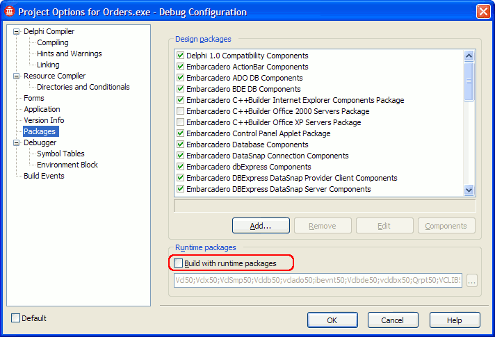 Project Options: Packages Project Options: Packages