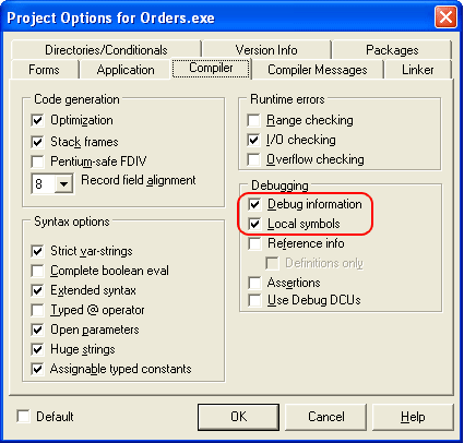 Project Options: Compiler Project Options: Compiler