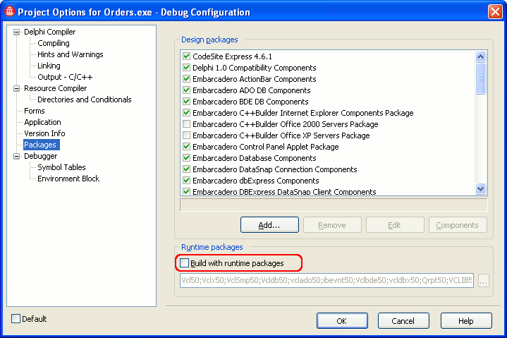 Project Options: Packages Project Options: Packages