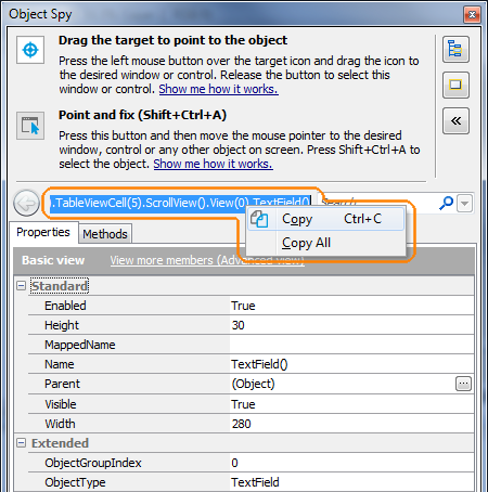 iOS testing: Copying object name from the Object Spy iOS testing: Copying object name from the Object Spy