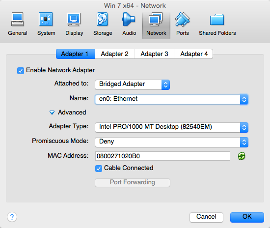 Configuring the network settings of the virtual machine Configuring the network settings of the virtual machine