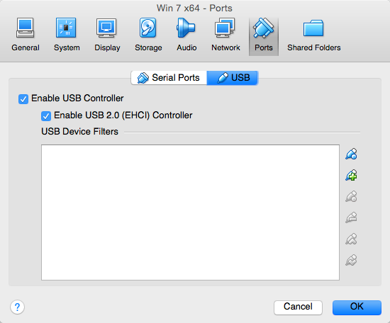 USB settings of the virtual computer USB settings of the virtual computer
