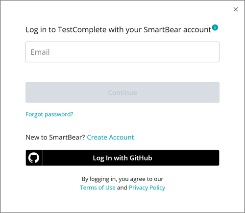 The Login dialog
