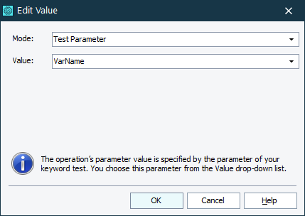 Specifying the test parameter as Value1 Specifying the test parameter as Value1