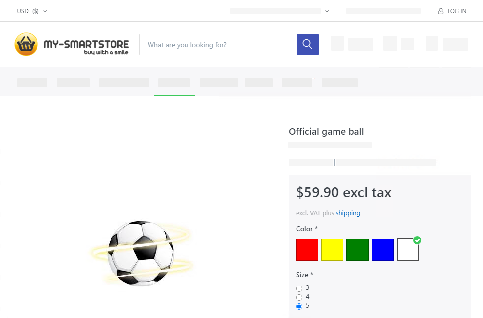 Official game ball item page Getting Started with TestComplete (Web): Official game ball item page