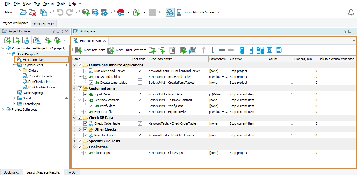 Execution Plan Editor of the Project Execution Plan Editor of the Project