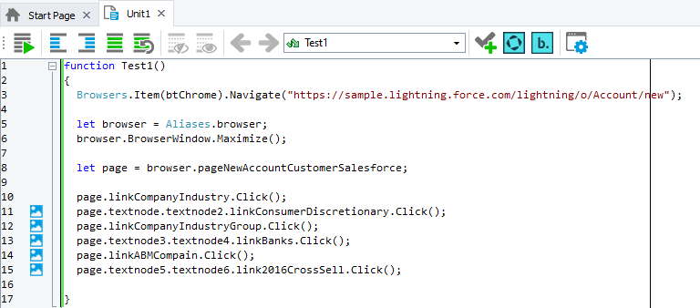 The recorded keyword test that simulates user actions over the Salesforce web interface Recorded script test that simulates user actions over the Salesforce web interface