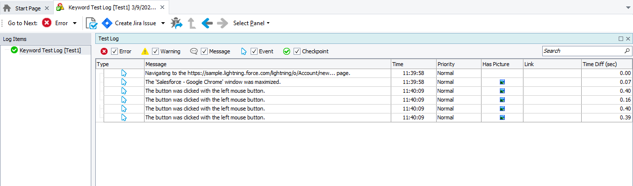 Test log Test log