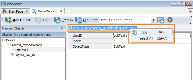 Android testing: Name Mapping editor Android testing: Name Mapping editor