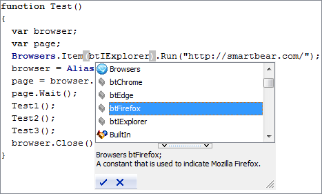 Browser selection in a script Browser selection in a script