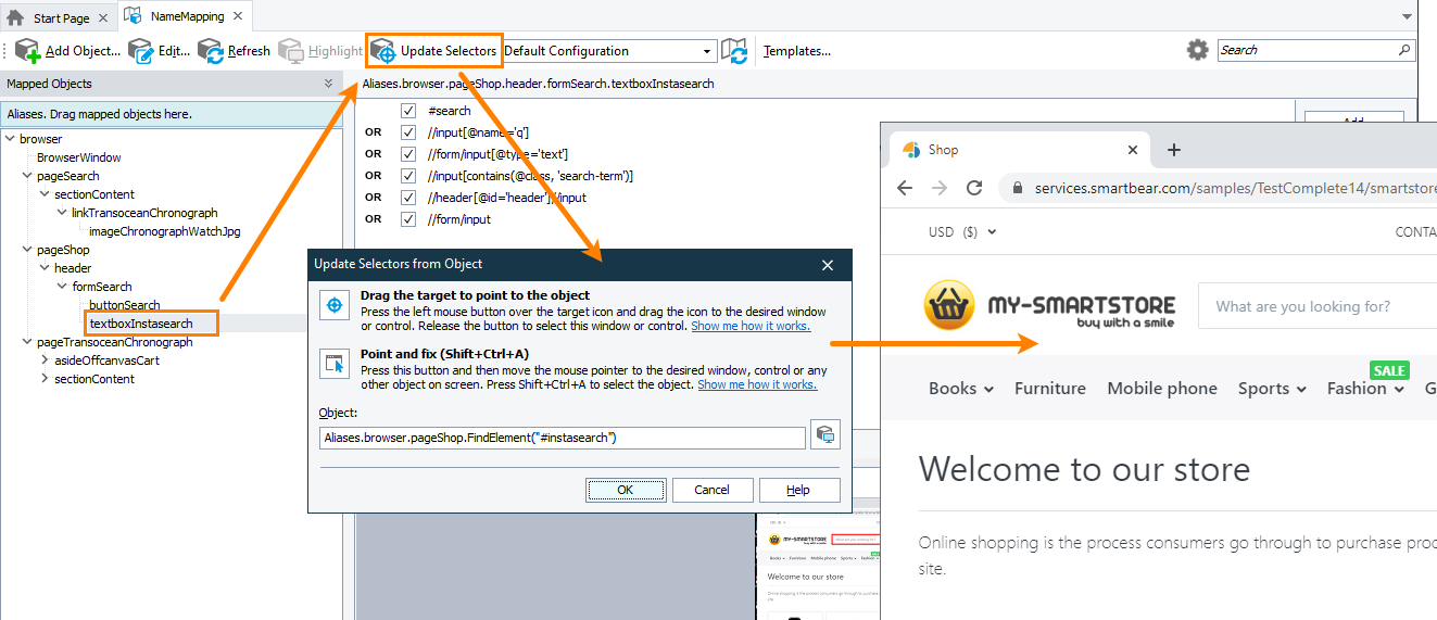 Updating selectors for web objects Updating selectors for web objects