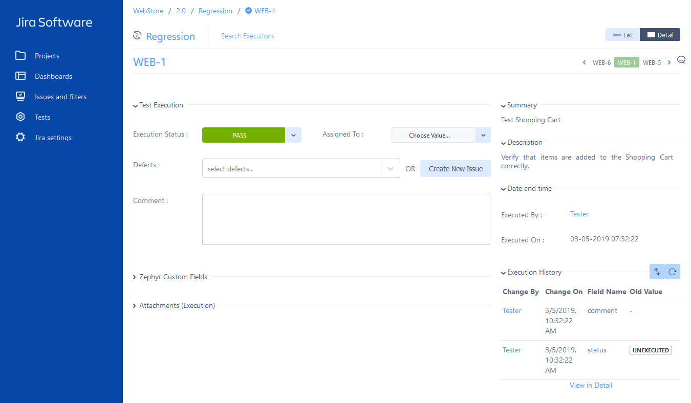 Test results assigned to a test execution in Jira - Pass Test results assinged to the test execution in Jira - Pass