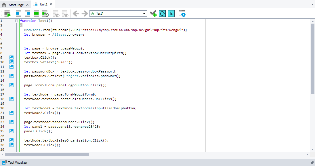 The recorded keyword test that simulates user actions over SAP Web Recorded script test that simulates user actions over SAP Web