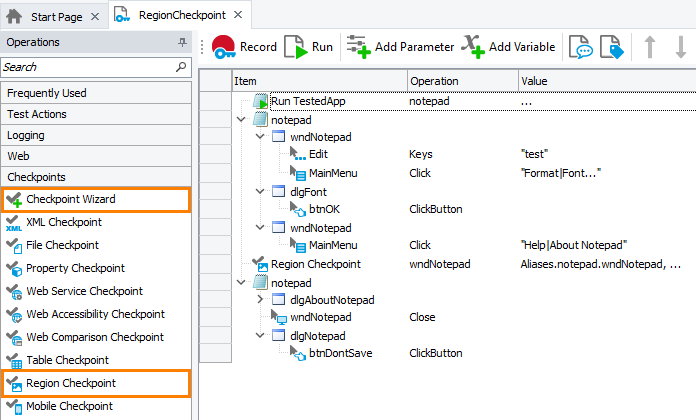 Region Checkpoint: Adding Region Checkpoints to Keyword Tests Region Checkpoint: Adding region checkpoints to keyword tests