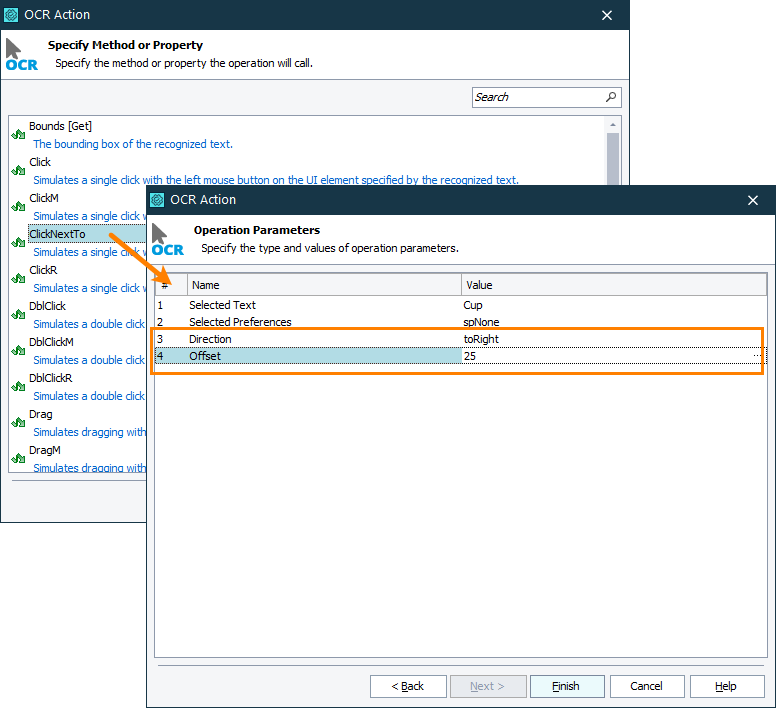 Simulating a click over a nearby area Using OCR in TestComplete keyword tests: Simulating a click over a nearby area