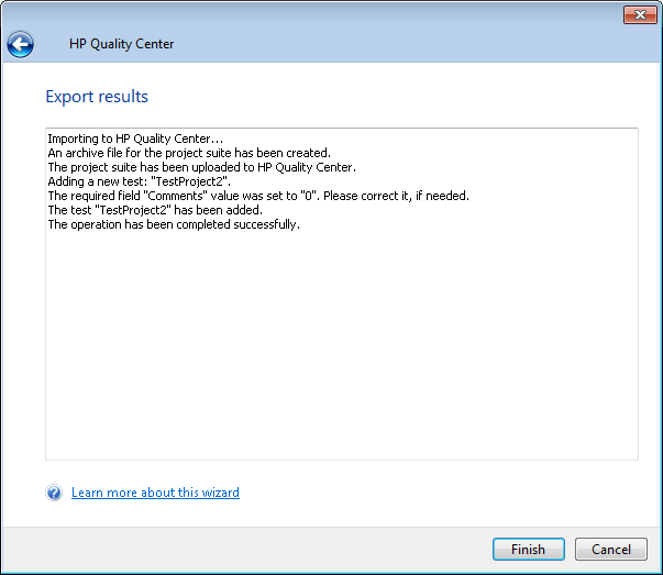 TestComplete Connector Wizard - Uploading Status TestComplete Connector Wizard - Uploading Status