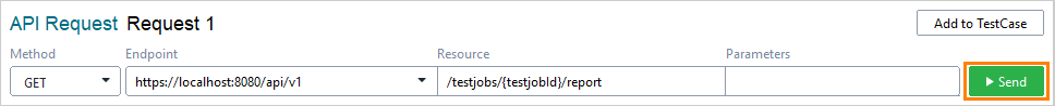 Check the status of a certain test job: Send the request