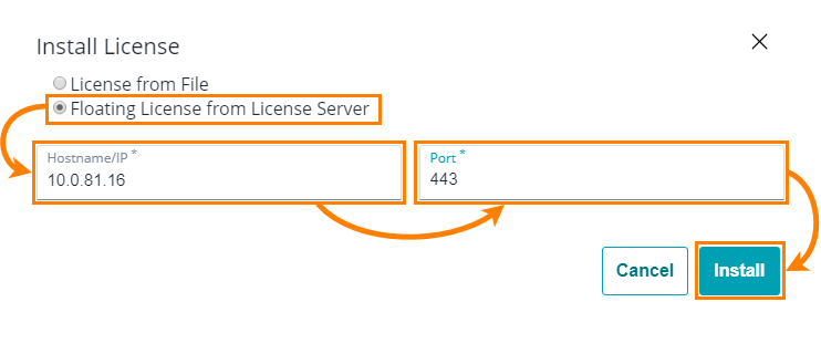 Activating license in Web UI: Check out floating license