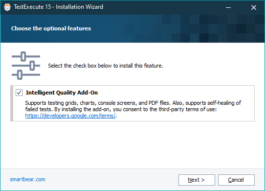 TestExecute Installation Wizard - Enable Intelligent Quality Add-On