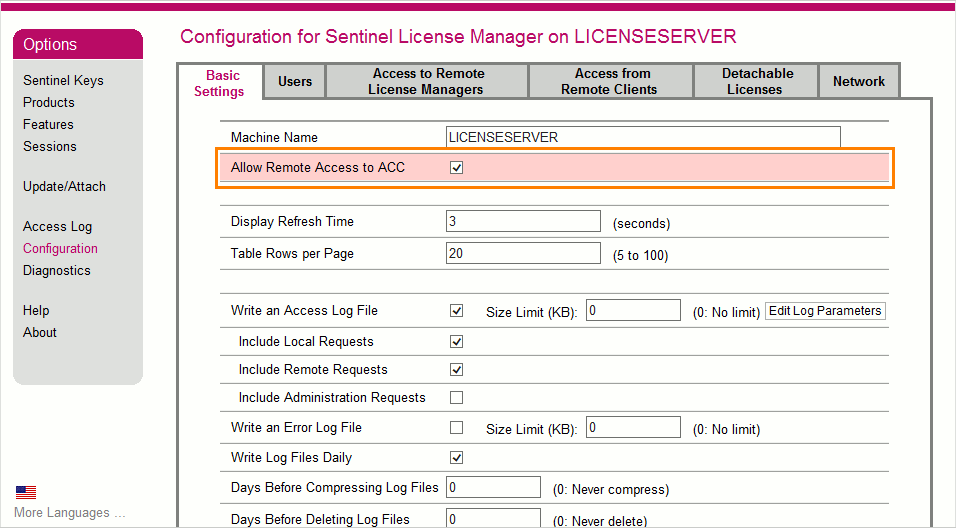 Enabling remote access on the License Manager PC