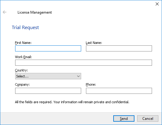 Trial Request dialog