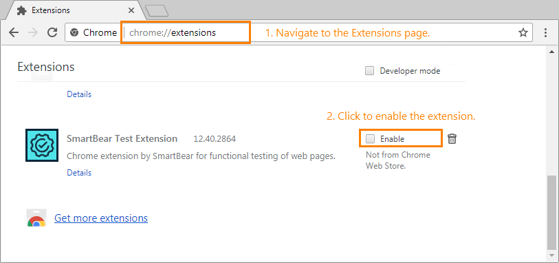 Message - SmartBear Test Extension is not Installed or is Disabled.