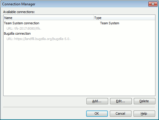 Connection Manager Dialog