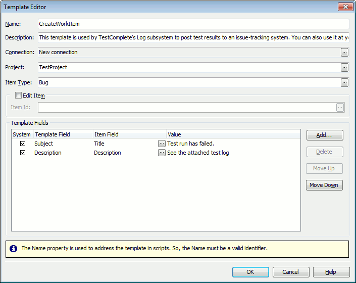 Template Editor Dialog