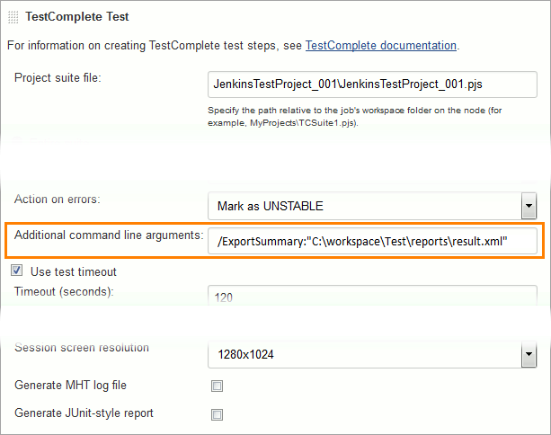Exporting TestComplete test results to JUnit format