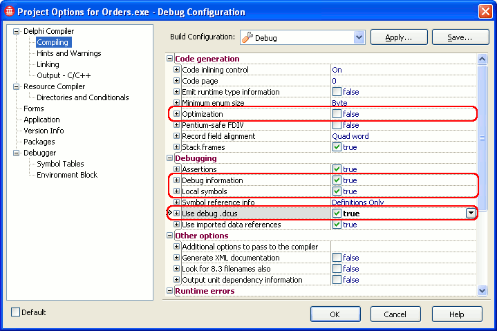 Project Options: Compiling