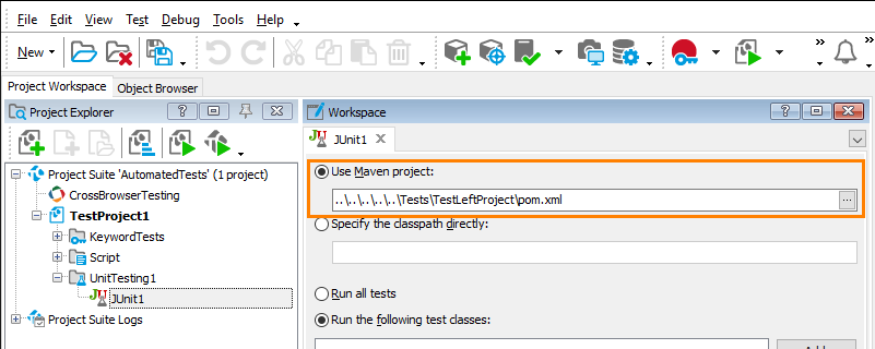 Specify the Maven project file