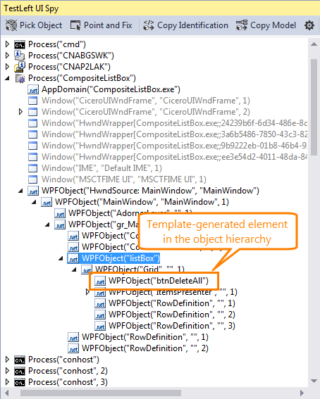 Identifying WPF objects in TestLeft: The template-generated controls in the object hierarchy