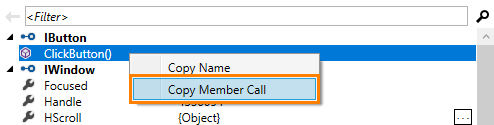 Generating code to call object member