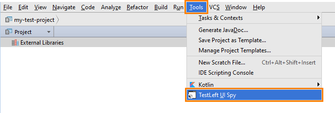 Run TestLeft UI Spy from IntelliJ IDEA