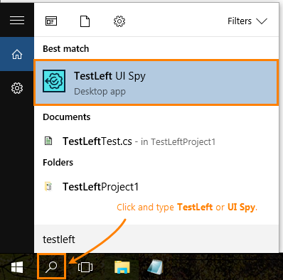 Open TestLeft UI Spy