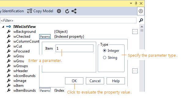 Specifying parameters for indexed properties