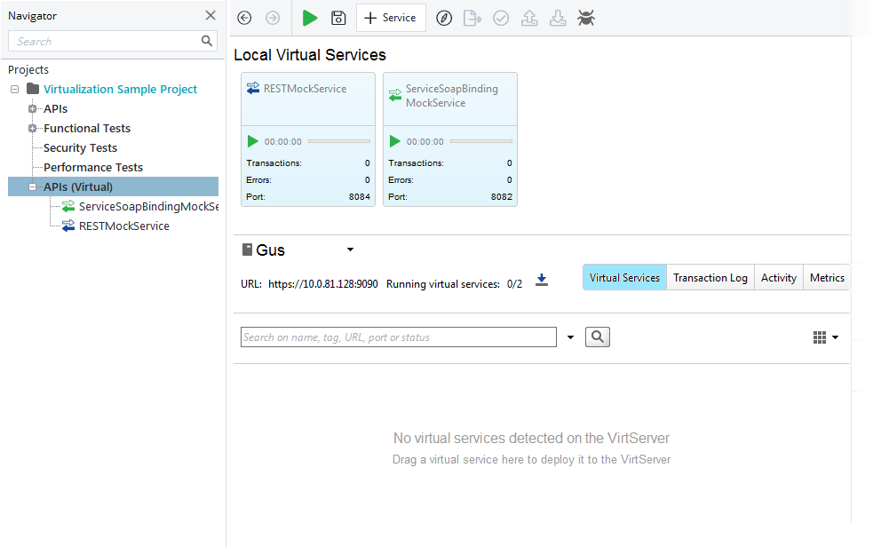 API testing with ReadyAPI: No virtual services on VirtServer so far