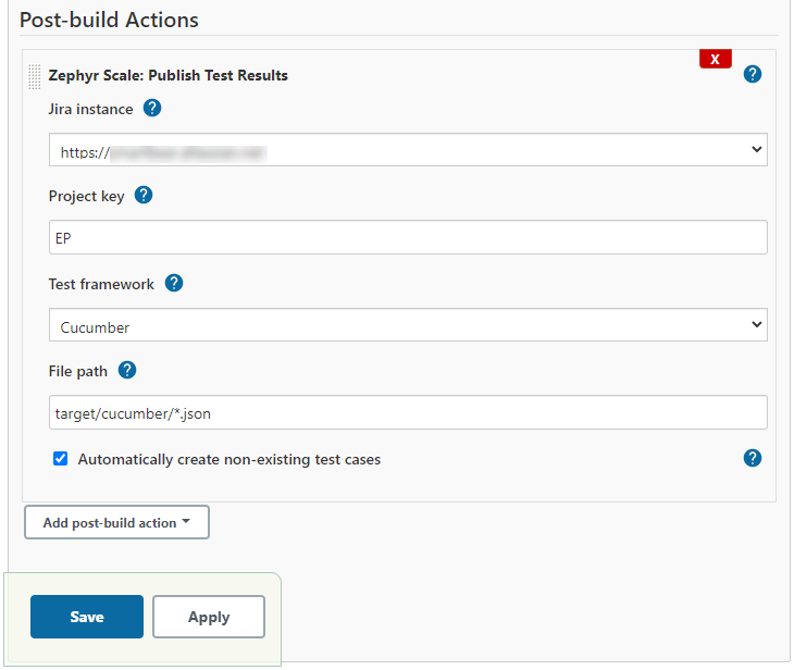 Post-build actions section