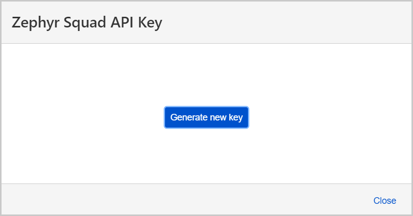 Zephyr Squad API Key dialog