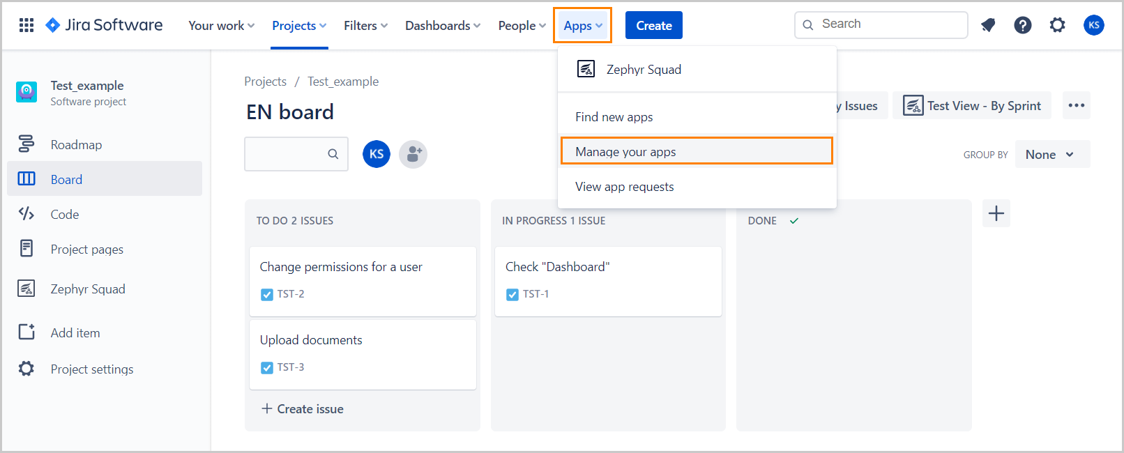 Managing a user applications