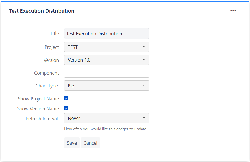 Editing Test Execution Distribution gadget